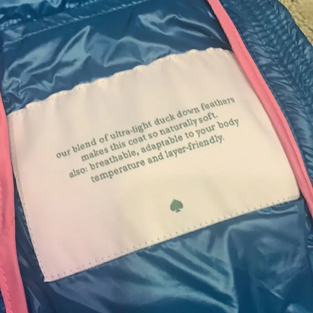 GORGEOUS Kate Spade School Essentials Women XS Packable Down Jacket Dark Peacock